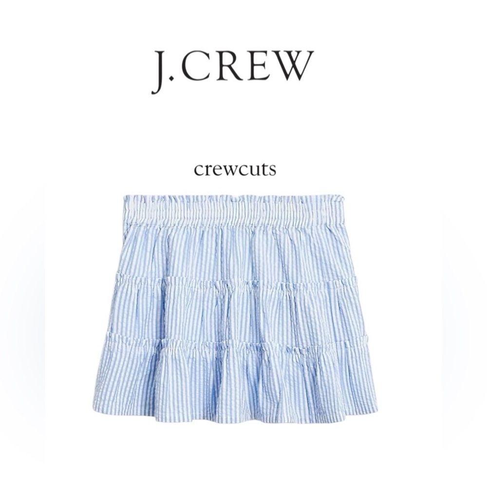 J. Crew NWT Crewcuts Girls Seersucker Skirt Blue White Size 4-5